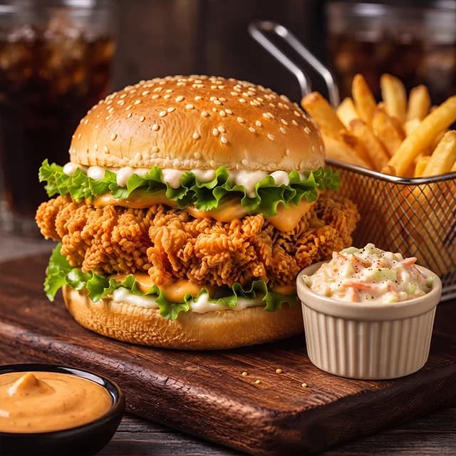 Zinger Burger with Fries & Coleslaw